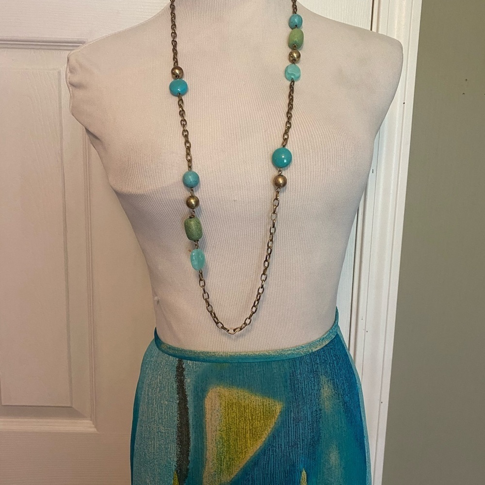Evan Picone Blue Pleated MIDI Skirt for Resort Wear - Picture 3 of 8